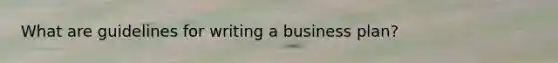 What are guidelines for writing a business plan?