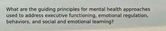 What are the guiding principles for mental health approaches used to address executive functioning, emotional regulation, behaviors, and social and emotional learning?