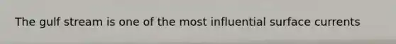 The gulf stream is one of the most influential surface currents