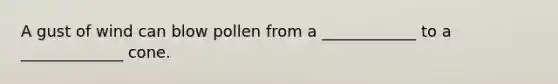 A gust of wind can blow pollen from a ____________ to a _____________ cone.