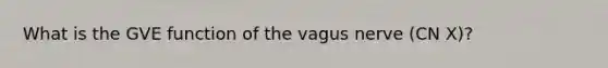 What is the GVE function of the vagus nerve (CN X)?