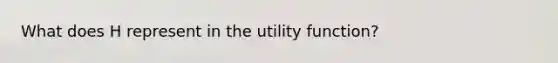 What does H represent in the utility function?