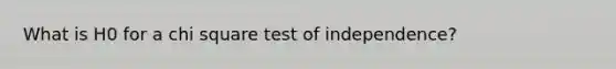 What is H0 for a chi square test of independence?