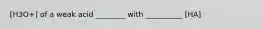 [H3O+] of a weak acid ________ with __________ [HA]