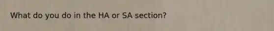 What do you do in the HA or SA section?