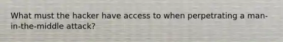 What must the hacker have access to when perpetrating a man-in-the-middle attack?