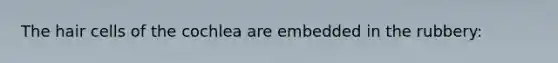 The hair cells of the cochlea are embedded in the rubbery:
