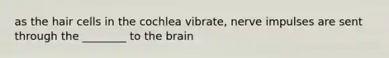 as the hair cells in the cochlea vibrate, nerve impulses are sent through the ________ to the brain