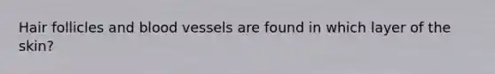 Hair follicles and blood vessels are found in which layer of the skin?