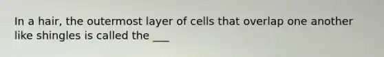 In a hair, the outermost layer of cells that overlap one another like shingles is called the ___