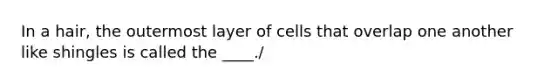 In a hair, the outermost layer of cells that overlap one another like shingles is called the ____./