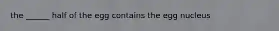 the ______ half of the egg contains the egg nucleus