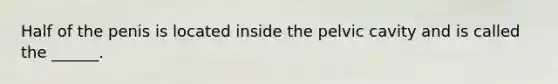 Half of the penis is located inside the pelvic cavity and is called the ______.