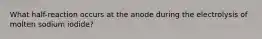 What half-reaction occurs at the anode during the electrolysis of molten sodium iodide?