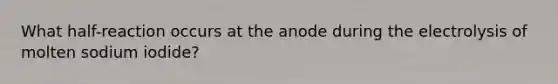 What half-reaction occurs at the anode during the electrolysis of molten sodium iodide?