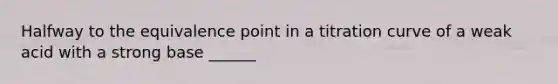 Halfway to the equivalence point in a titration curve of a weak acid with a strong base ______