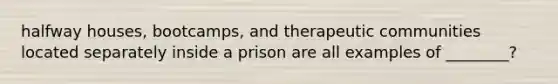 halfway houses, bootcamps, and therapeutic communities located separately inside a prison are all examples of ________?