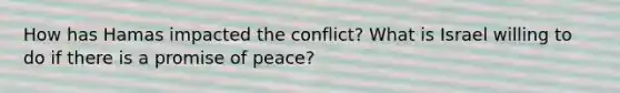 How has Hamas impacted the conflict? What is Israel willing to do if there is a promise of peace?