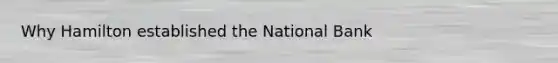Why Hamilton established the National Bank