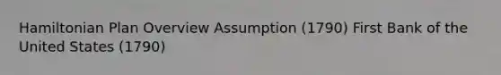 Hamiltonian Plan Overview Assumption (1790) First Bank of the United States (1790)