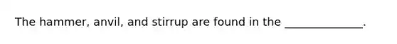 The hammer, anvil, and stirrup are found in the ______________.
