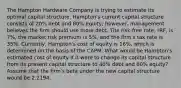 The Hampton Hardware Company is trying to estimate its optimal capital structure. Hampton's current capital structure consists of 20% debt and 80% equity; however, management believes the firm should use more debt. The risk-free rate, rRF, is 7%, the market risk premium is 5%, and the firm's tax rate is 35%. Currently, Hampton's cost of equity is 16%, which is determined on the basis of the CAPM. What would be Hampton's estimated cost of equity if it were to change its capital structure from its present capital structure to 40% debt and 60% equity? Assume that the firm's beta under the new capital structure would be 2.2194.