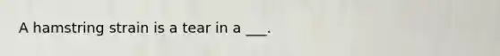 A hamstring strain is a tear in a ___.