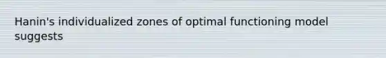 Hanin's individualized zones of optimal functioning model suggests