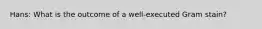 Hans: What is the outcome of a well-executed Gram stain?