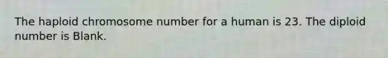 The haploid chromosome number for a human is 23. The diploid number is Blank.