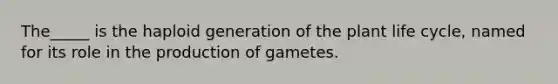 The_____ is the haploid generation of the plant life cycle, named for its role in the production of gametes.