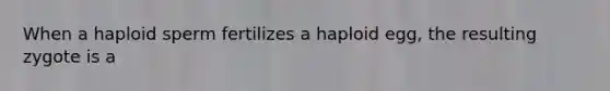 When a haploid sperm fertilizes a haploid egg, the resulting zygote is a