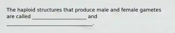 The haploid structures that produce male and female gametes are called ______________________ and ___________________________________.