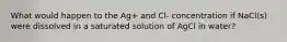 What would happen to the Ag+ and Cl- concentration if NaCl(s) were dissolved in a saturated solution of AgCl in water?