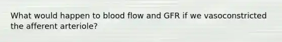 What would happen to blood flow and GFR if we vasoconstricted the afferent arteriole?