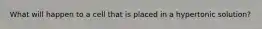 What will happen to a cell that is placed in a hypertonic solution?