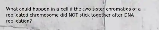 What could happen in a cell if the two sister chromatids of a replicated chromosome did NOT stick together after DNA replication?