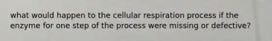 what would happen to the cellular respiration process if the enzyme for one step of the process were missing or defective?