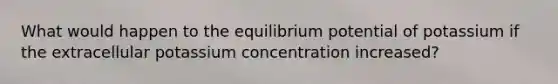 What would happen to the equilibrium potential of potassium if the extracellular potassium concentration increased?