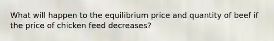 What will happen to the equilibrium price and quantity of beef if the price of chicken feed decreases?