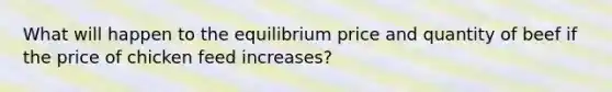 What will happen to the equilibrium price and quantity of beef if the price of chicken feed increases?