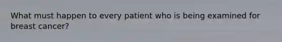 What must happen to every patient who is being examined for breast cancer?