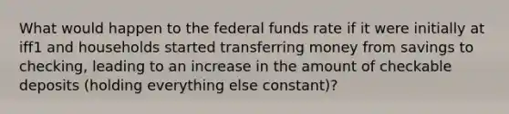 What would happen to the federal funds rate if it were initially at iff1 and households started transferring money from savings to​ checking, leading to an increase in the amount of checkable deposits​ (holding everything else​ constant)?