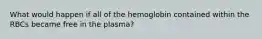 What would happen if all of the hemoglobin contained within the RBCs became free in the plasma?