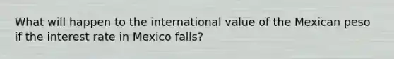 What will happen to the international value of the Mexican peso if the interest rate in Mexico falls?