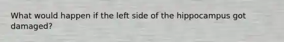 What would happen if the left side of the hippocampus got damaged?