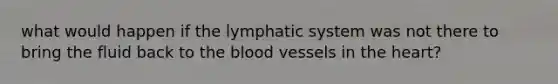 what would happen if the lymphatic system was not there to bring the fluid back to the blood vessels in the heart?