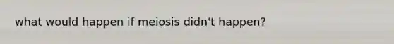 what would happen if meiosis didn't happen?
