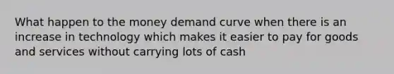 What happen to the money demand curve when there is an increase in technology which makes it easier to pay for goods and services without carrying lots of cash