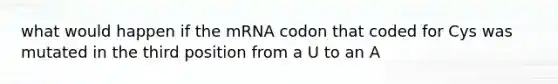 what would happen if the mRNA codon that coded for Cys was mutated in the third position from a U to an A